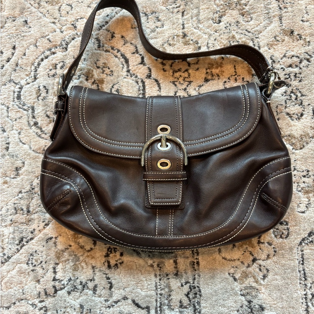Coach Dark Brown Leather Shoulder Bag